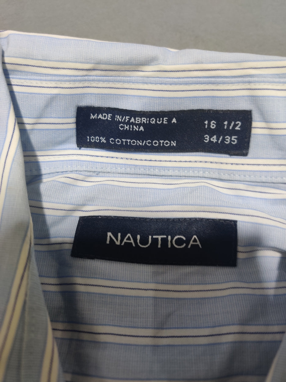 Nautica  Men Cotton Blue Shirt L