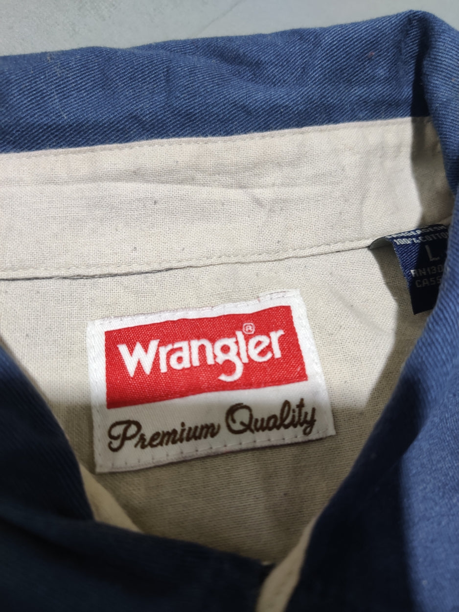 Wrangler Men Cotton Blue Shirt L