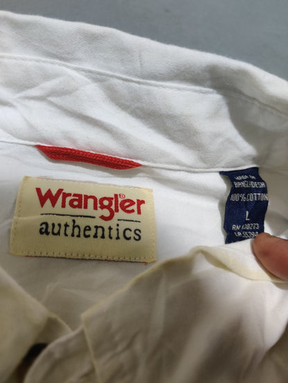 Wrangler Men Cotton White Shirt L
