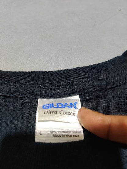 Gildan Men Cotton Black T Shirt Large