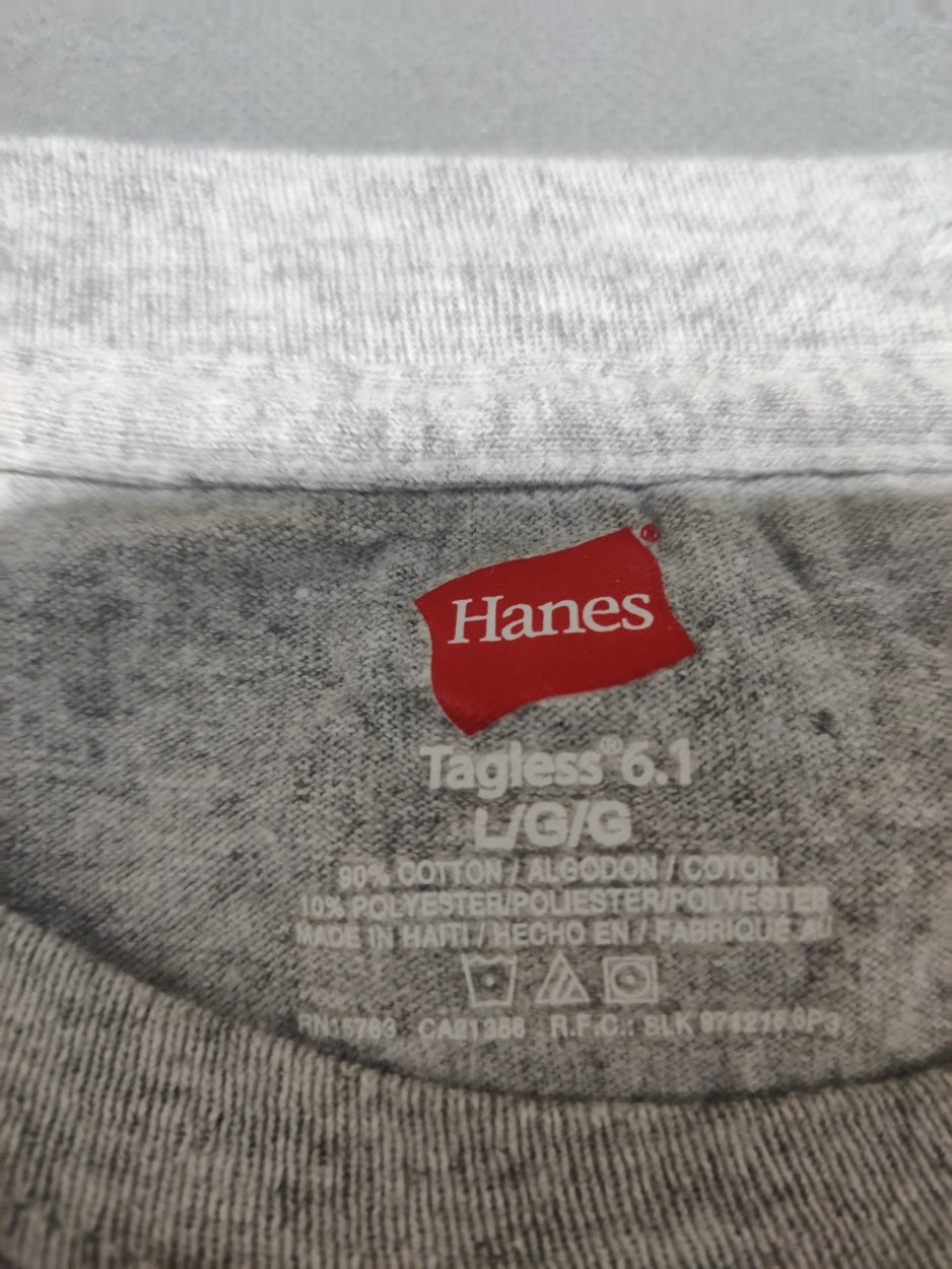 Hanes Men Cotton Gray T Shirt L