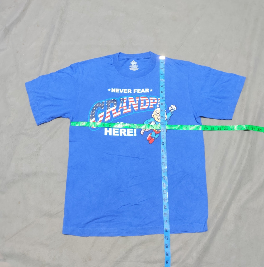 Never Fear Men Cotton Blue T Shirt M