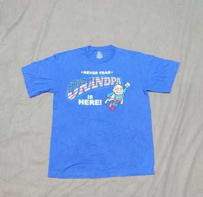 Never Fear Men Cotton Blue T Shirt M