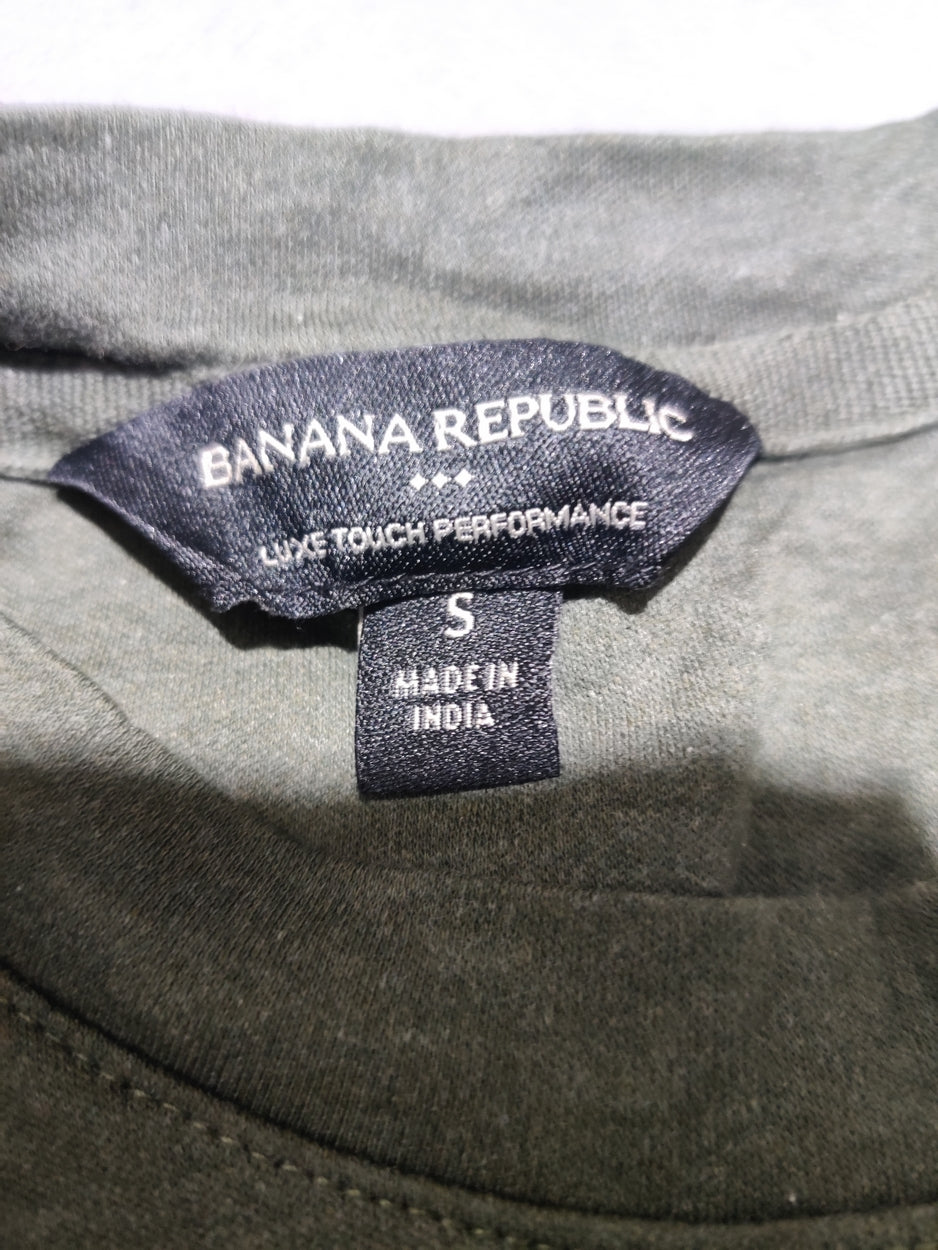Banana Republic Men Cotton Green T Shirt S