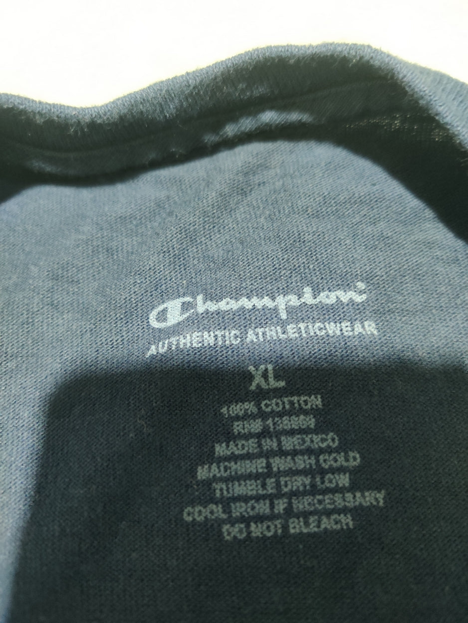 Champion Men Cotton Blue T Shirt XL