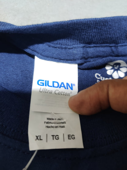 Gildan Men Cotton Blue T Shirt XL