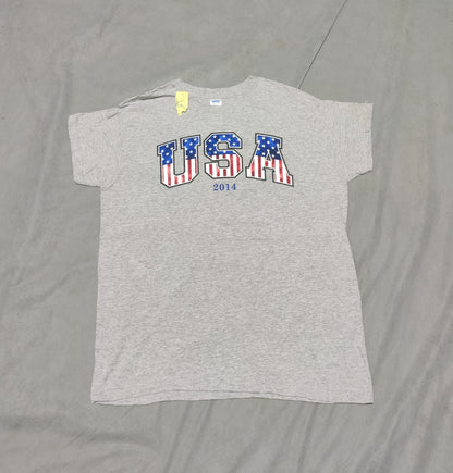 USA Men Cotton Gray T Shirt L