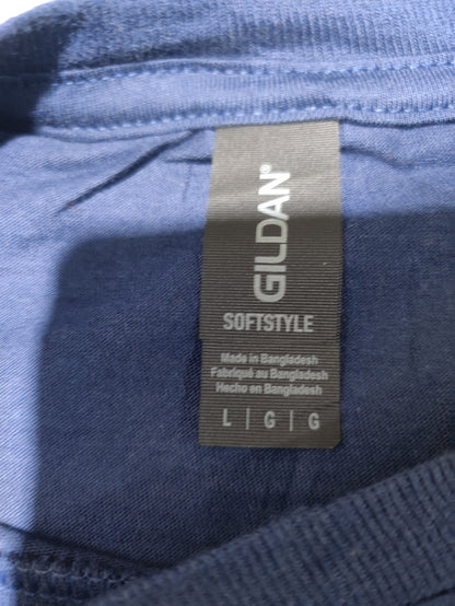 Gildan Men Cotton Blue T Shirt L
