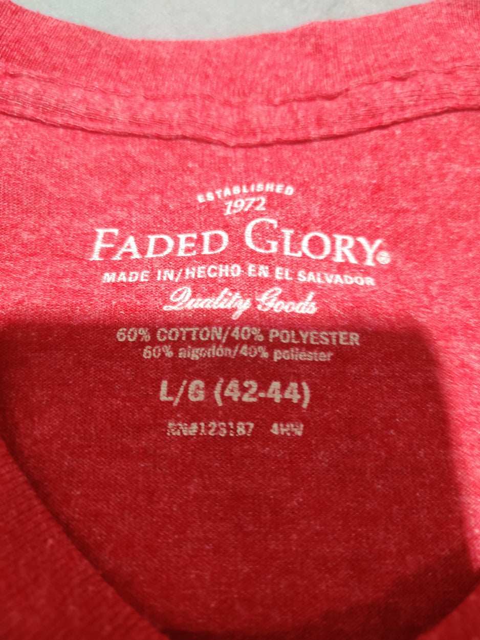 Faded Glory Men Cotton Red T Shirt L