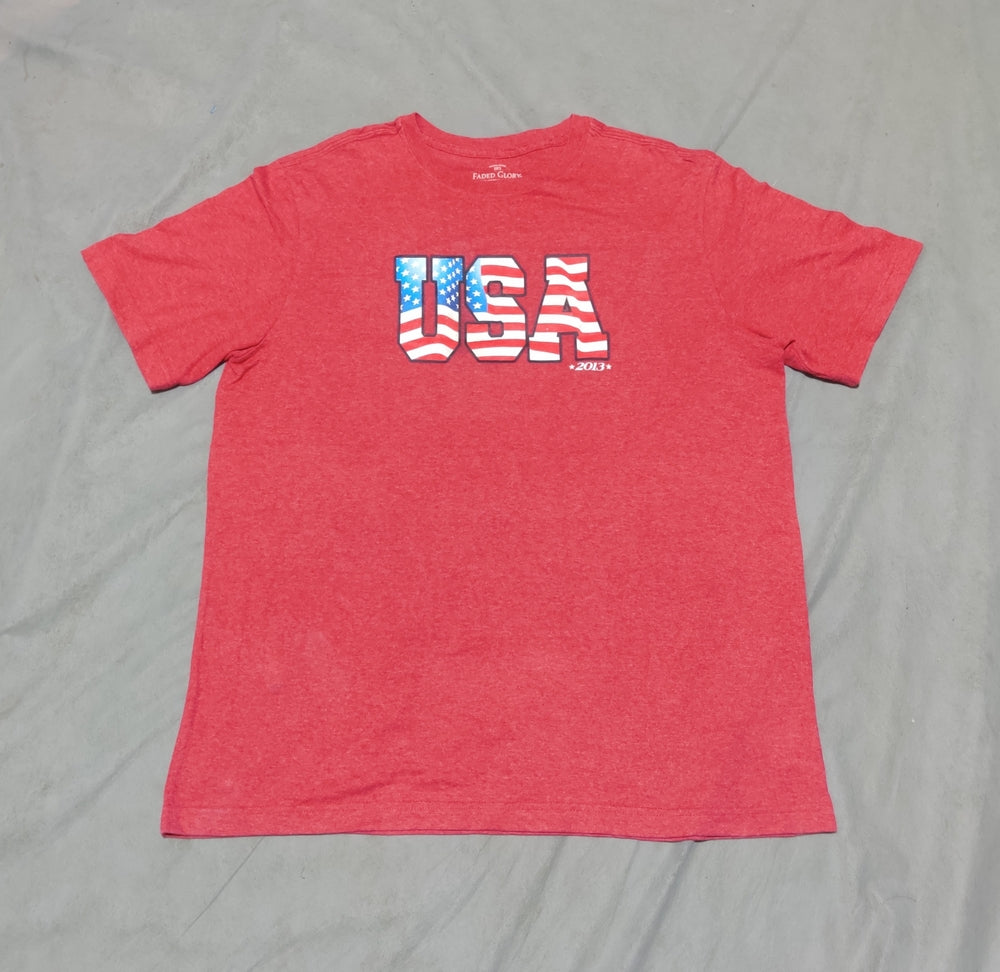 Faded Glory Men Cotton Red T Shirt L