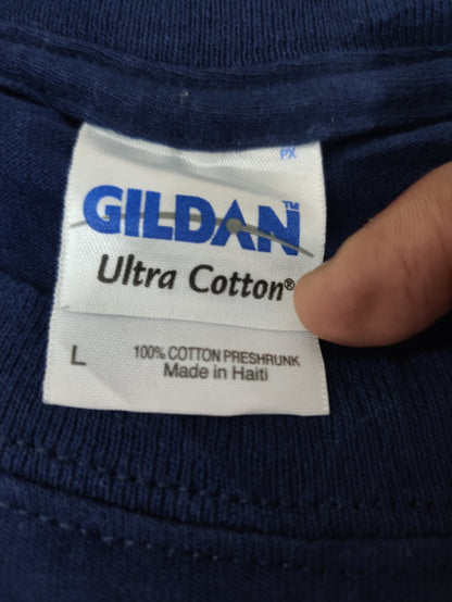 Gildan Men Cotton Blue T Shirt L