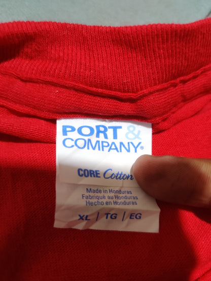 Port & Company Men Cotton Red T Shirt XL