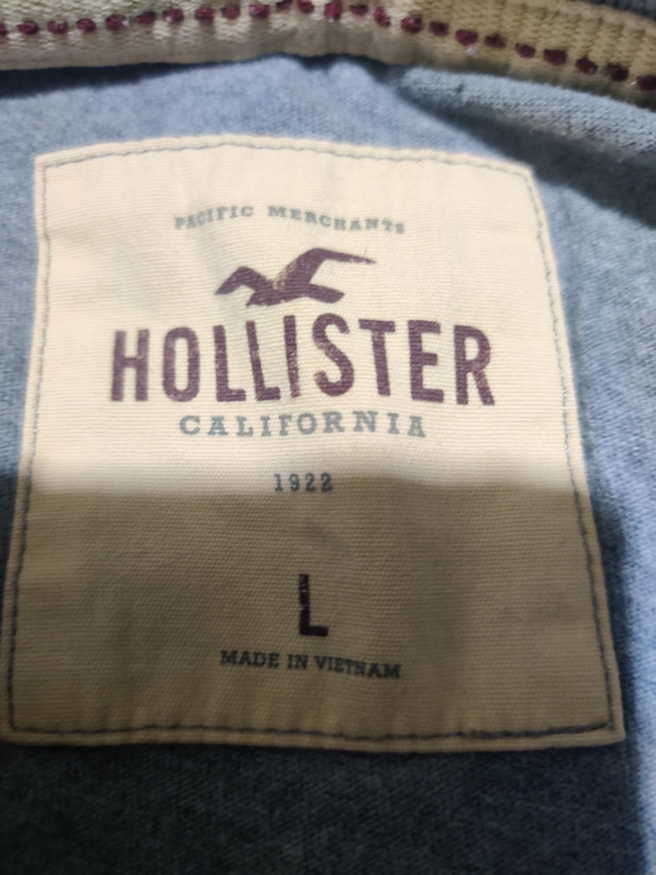 Hollister Men Cotton Gray T Shirt L