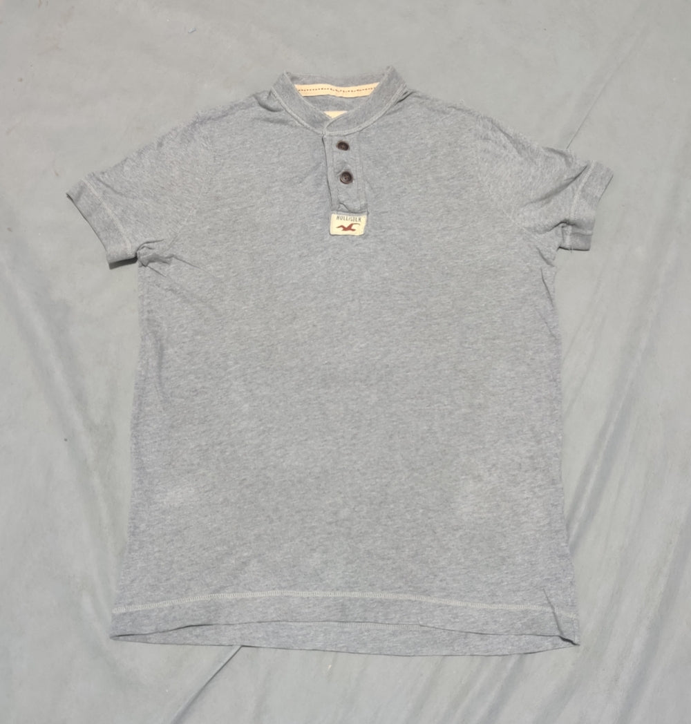 Hollister Men Cotton Gray T Shirt L