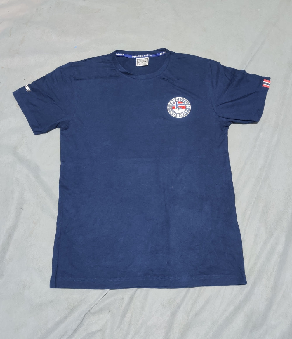 Norge Men Cotton Blue T Shirt XL