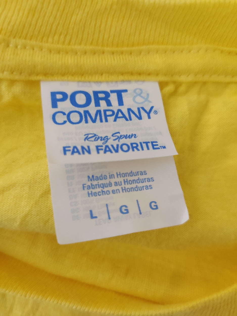 Port & Company Men Cotton Yellow T Shirt L