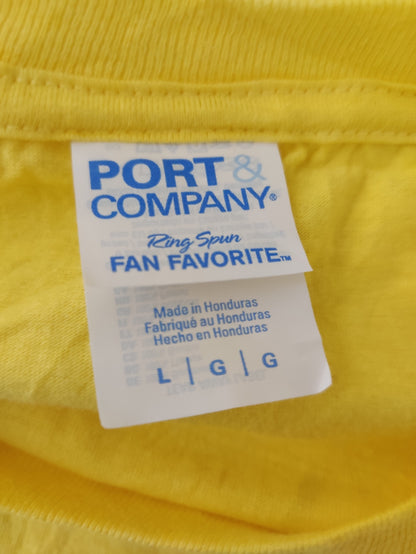 Port & Company Men Cotton Yellow T Shirt L