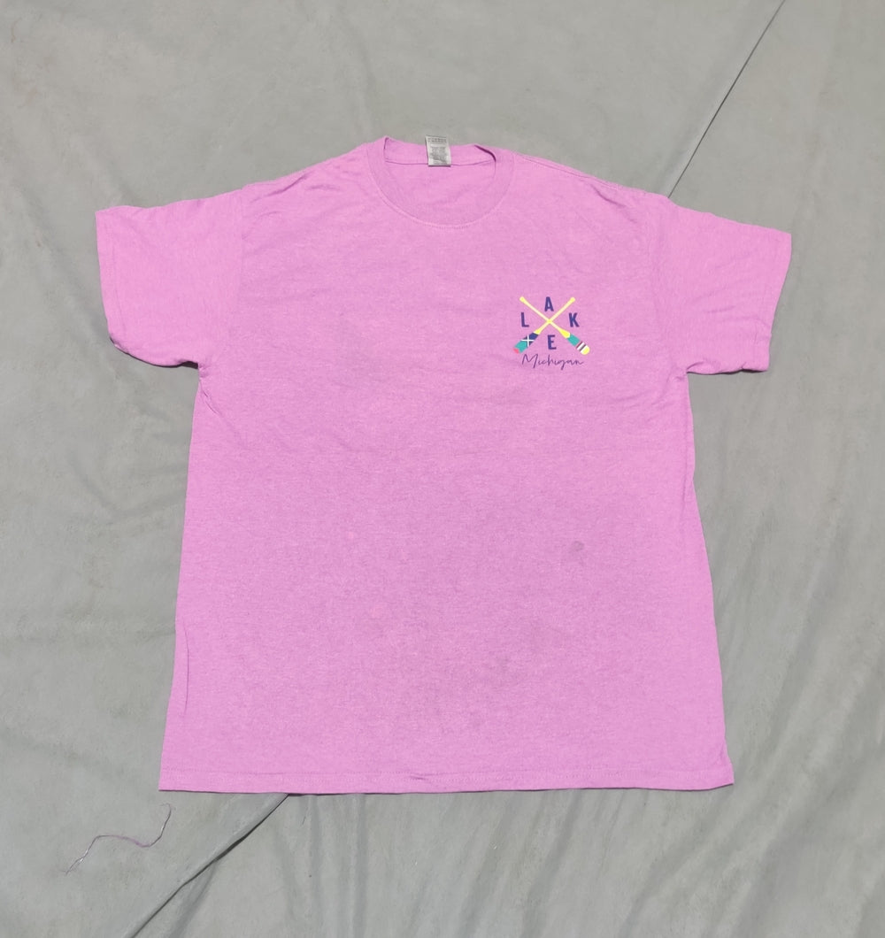 Gildan Men Cotton Pink T Shirt M