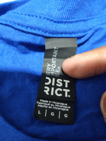 Dist Rict Men Cotton Blue T Shirt L