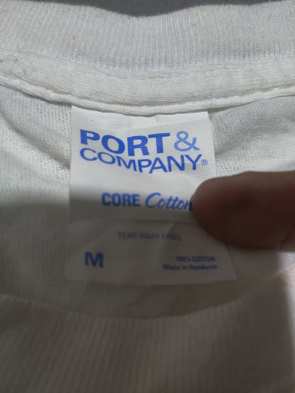 Port & Company Men Cotton White T Shirt M