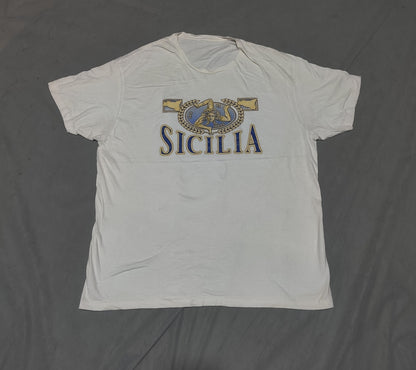 Sicilia Men Cotton White T Shirt L