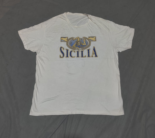 Sicilia Men Cotton White T Shirt L