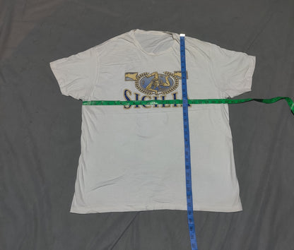 Sicilia Men Cotton White T Shirt L