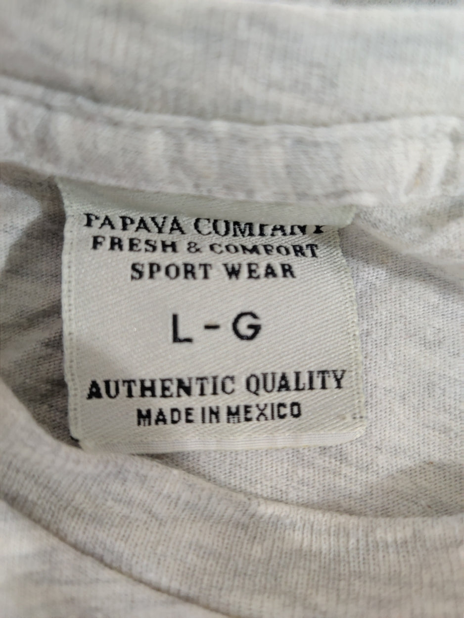 Papaya Company Men Cotton Gray T Shirt L