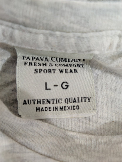 Papaya Company Men Cotton Gray T Shirt L