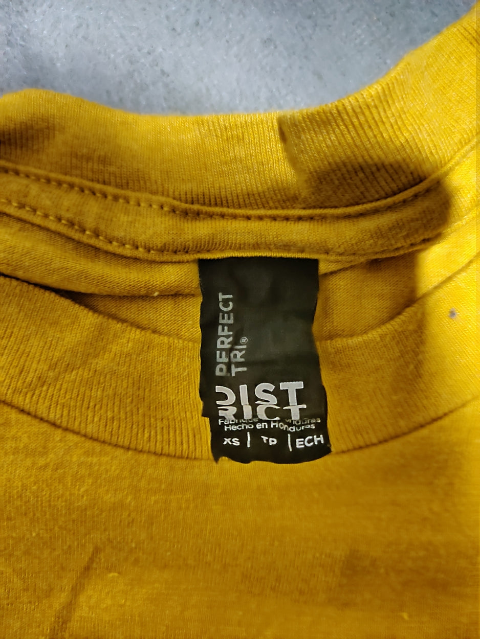 Dist Rict Men Cotton Yellow T Shirt XS
