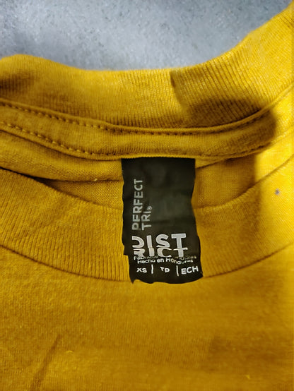 Dist Rict Men Cotton Yellow T Shirt XS