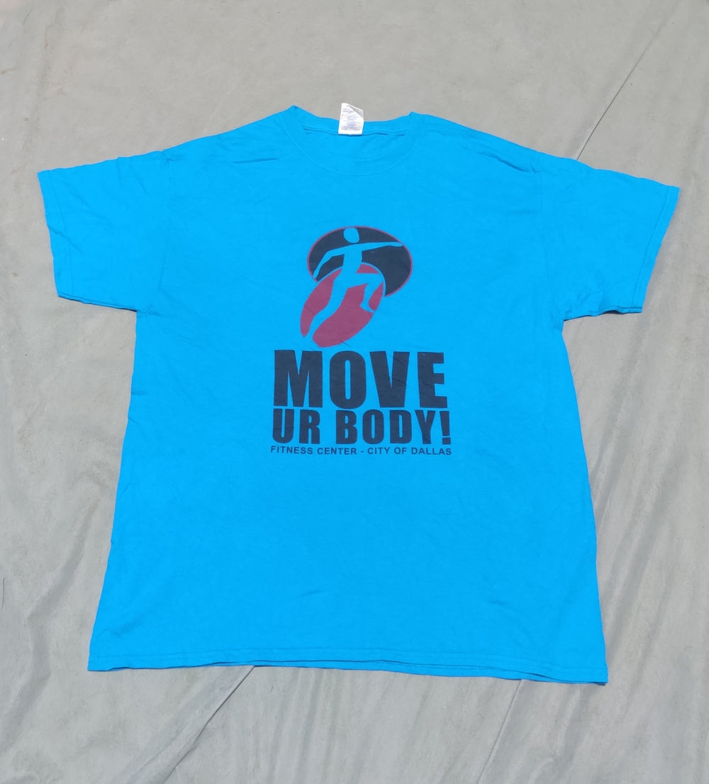 Gildan Men Cotton Blue T Shirt L