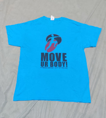 Gildan Men Cotton Blue T Shirt L