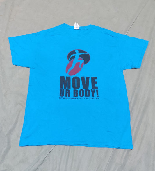 Gildan Men Cotton Blue T Shirt L