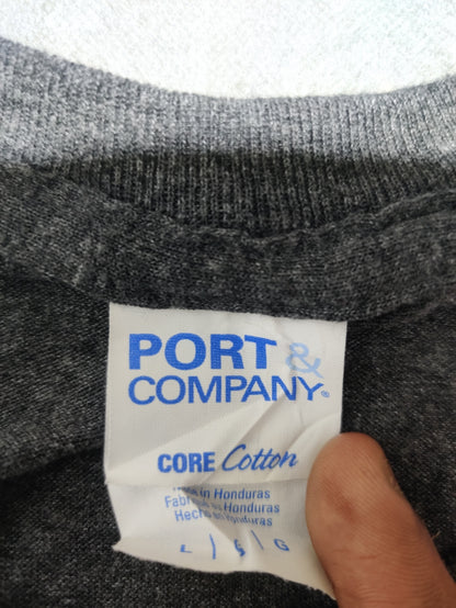 Port & Company Men Cotton Gray T Shirt L