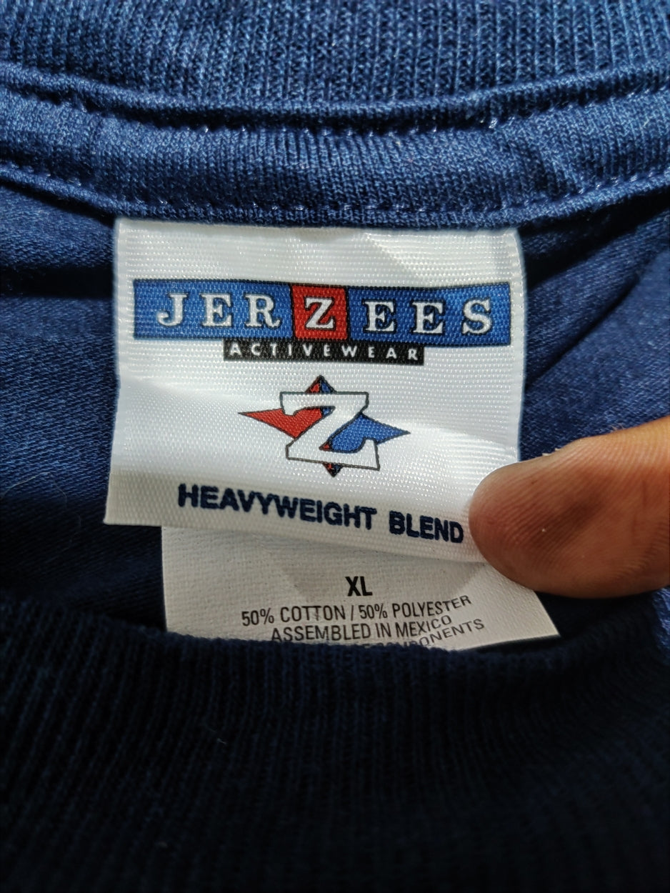 Jerzees Men Cotton Blue T Shirt XL