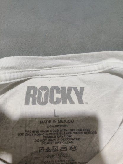 Rocky Men Cotton White T Shirt L
