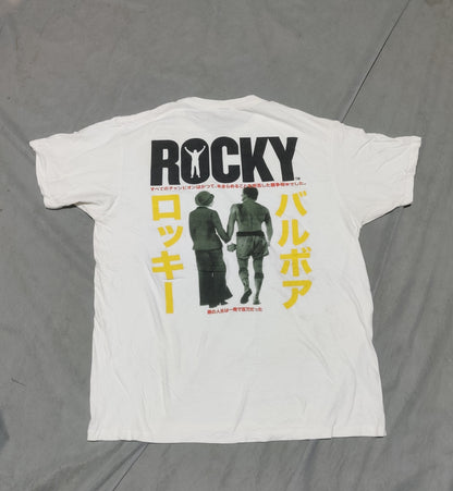 Rocky Men Cotton White T Shirt L