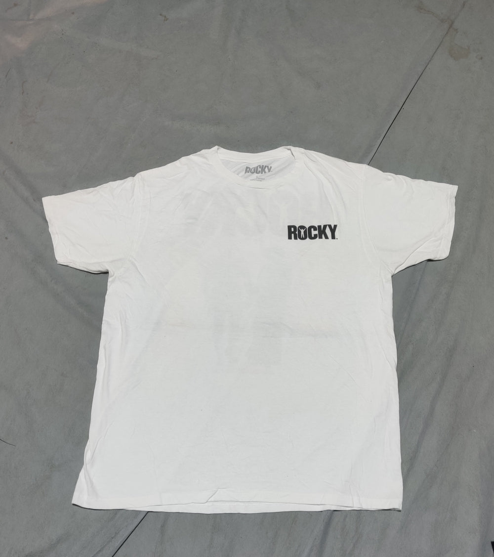 Rocky Men Cotton White T Shirt L