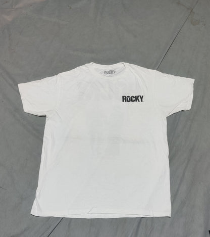 Rocky Men Cotton White T Shirt L
