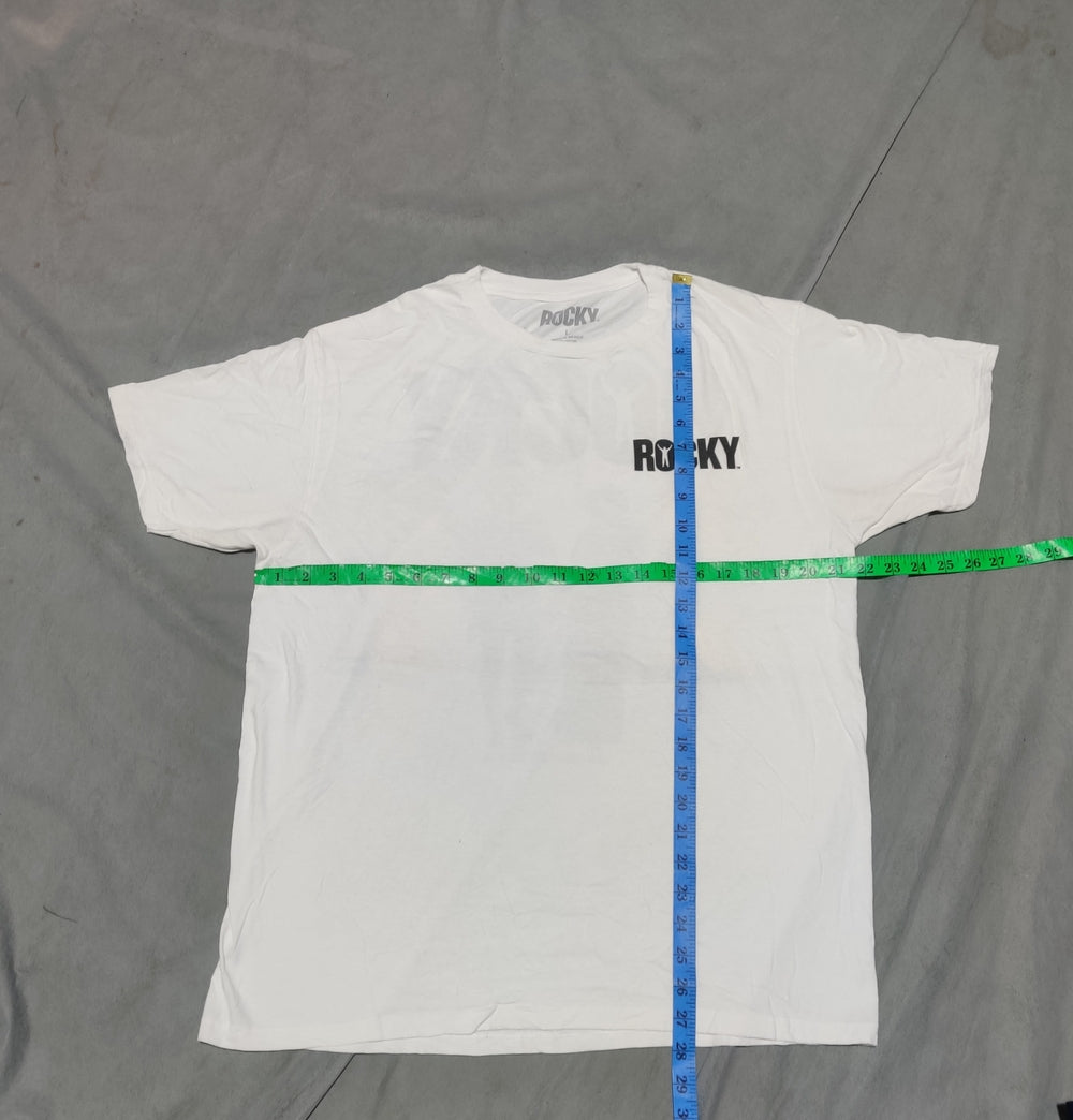 Rocky Men Cotton White T Shirt L