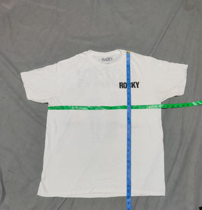 Rocky Men Cotton White T Shirt L