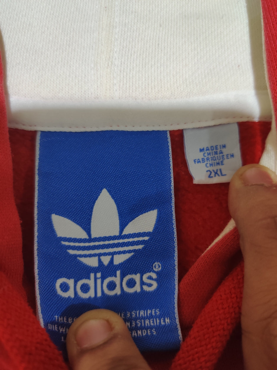 Adidas Men Cotton Fleece Red Hoodie 2XL