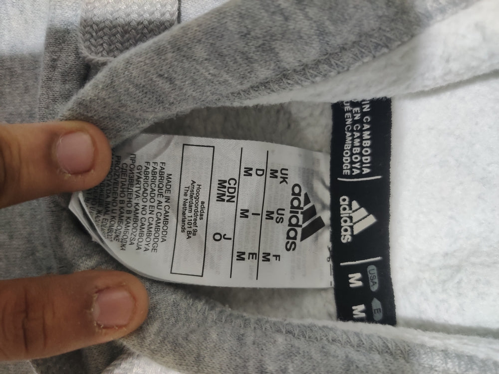 Adidas Men Cotton Fleece Gray Hoodie M