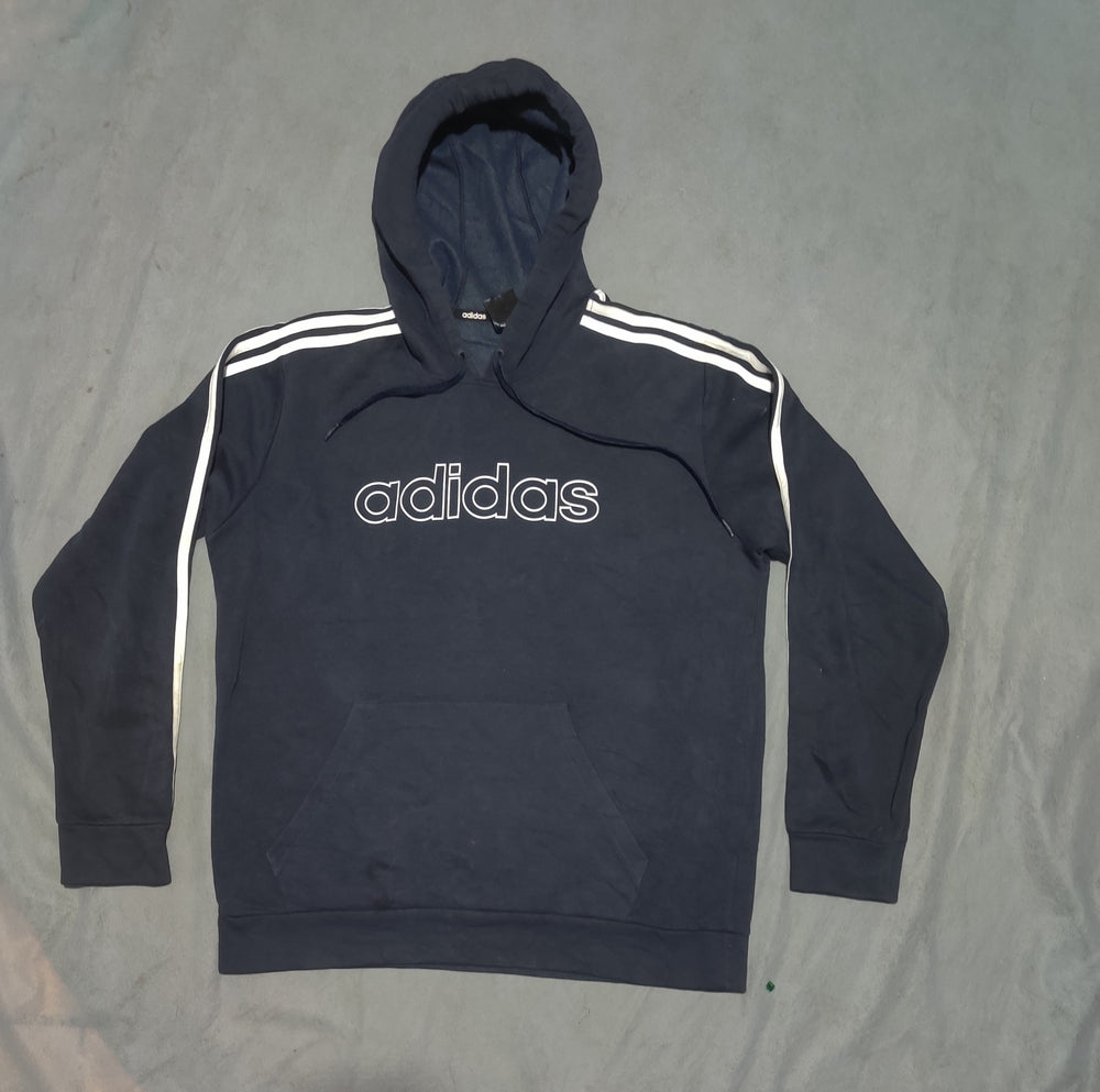 Adidas Men Cotton Fleece Blue Hoodie M