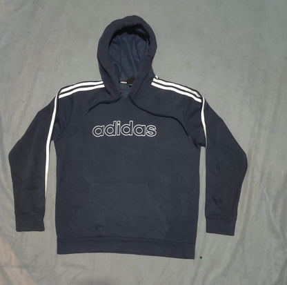 Adidas Men Cotton Fleece Blue Hoodie M