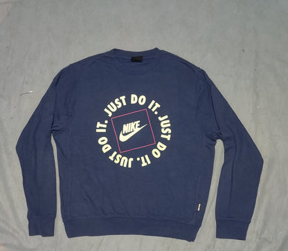 Nike Men Cotton Fleece Blue Sweatshirt M