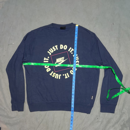 Nike Men Cotton Fleece Blue Sweatshirt M