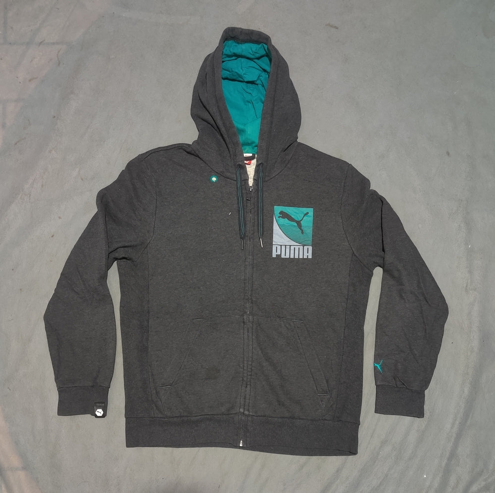 Puma Men Cotton Fleece Gray Zipper M