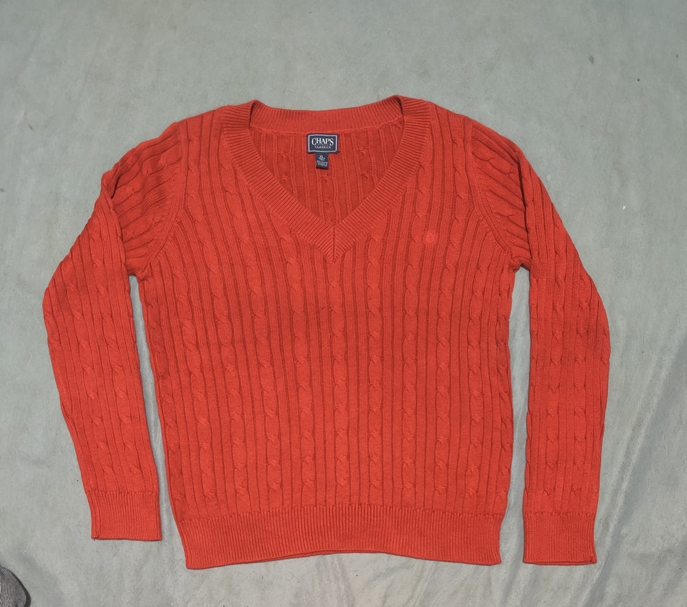 Chaps Women Cotton Fleece Orange Sweater XL